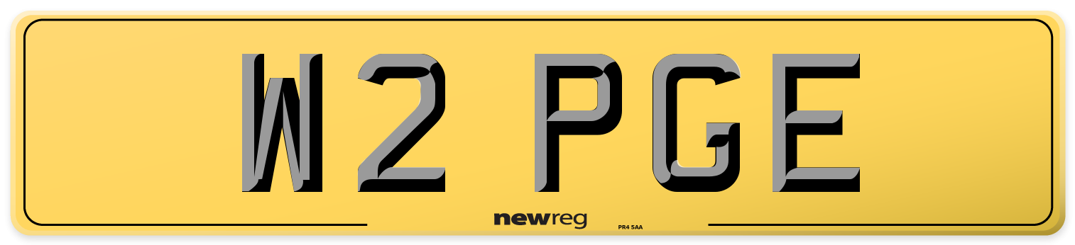 W2 PGE Rear Number Plate