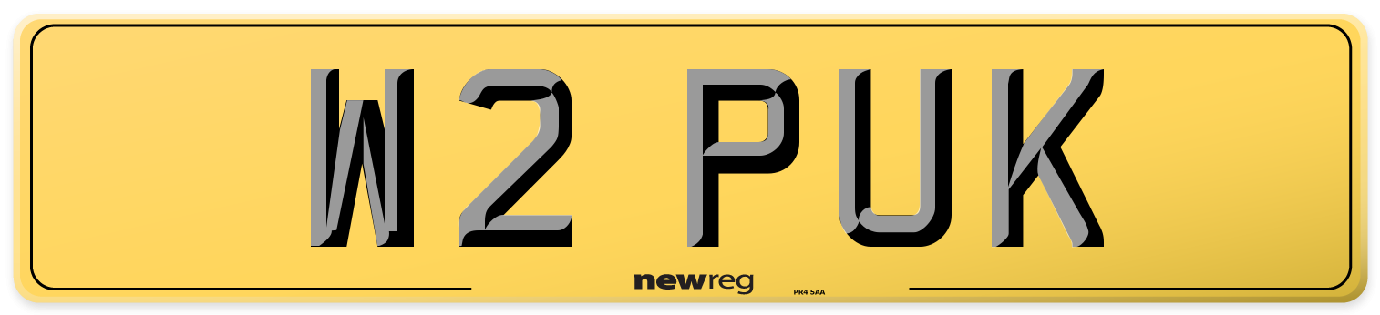 W2 PUK Rear Number Plate
