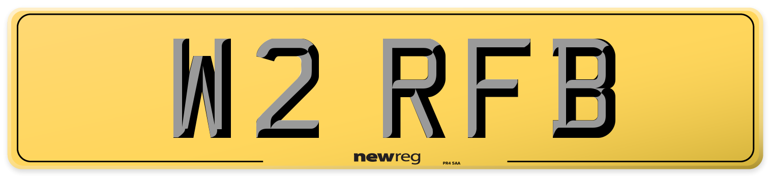W2 RFB Rear Number Plate