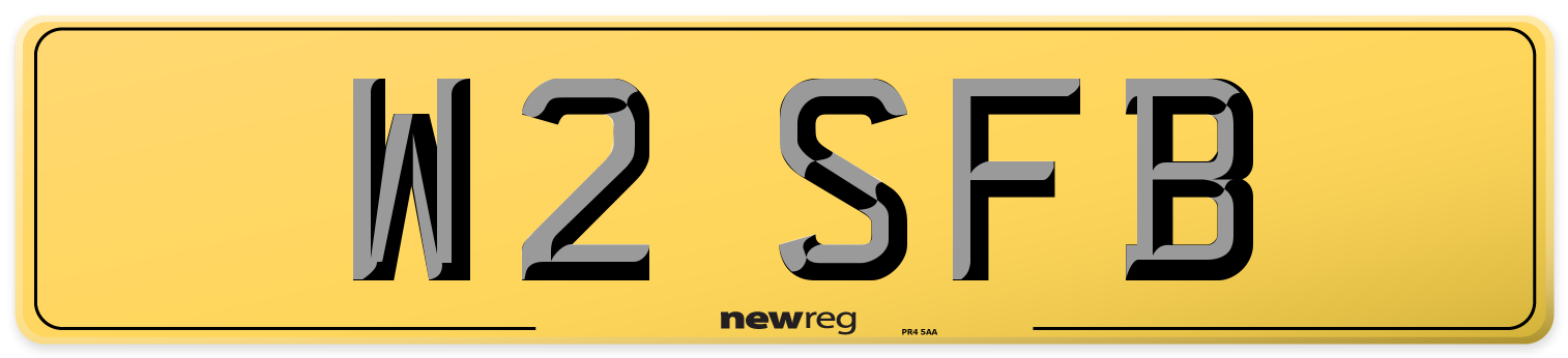 W2 SFB Rear Number Plate