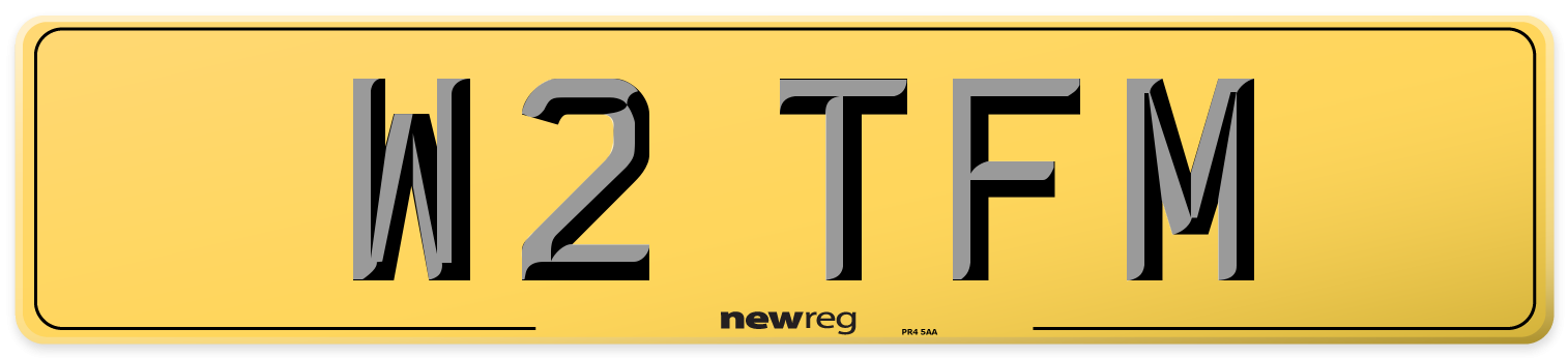W2 TFM Rear Number Plate
