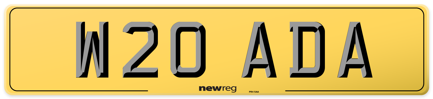 W20 ADA Rear Number Plate