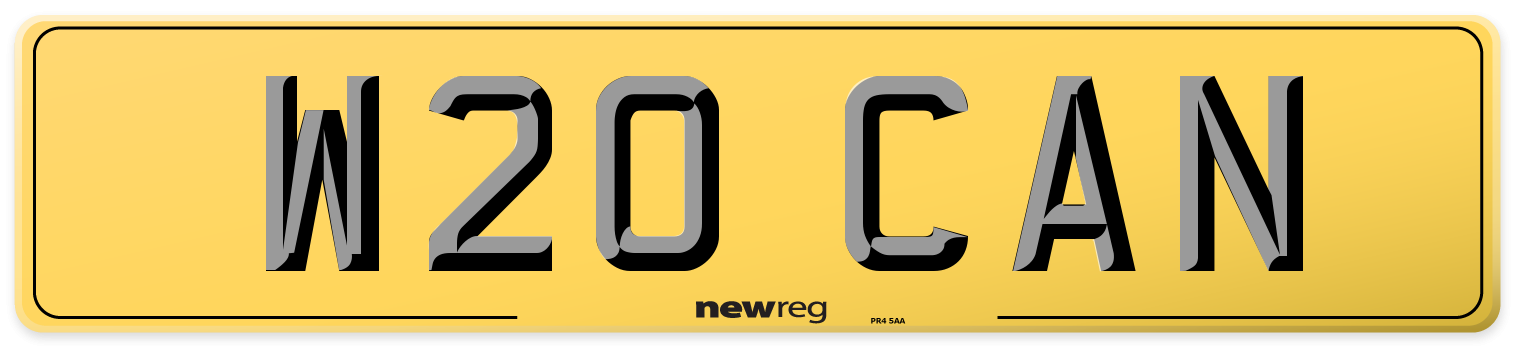 W20 CAN Rear Number Plate