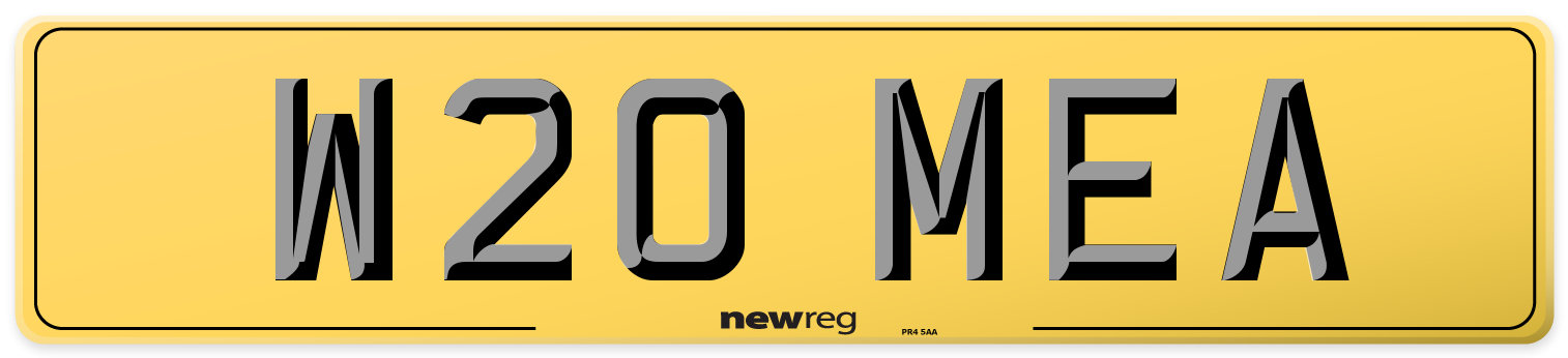 W20 MEA Rear Number Plate