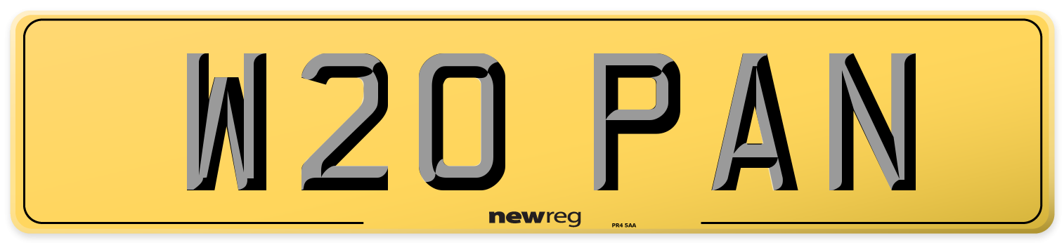W20 PAN Rear Number Plate