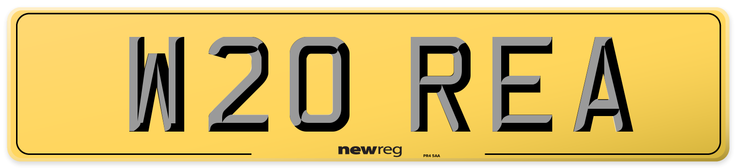W20 REA Rear Number Plate