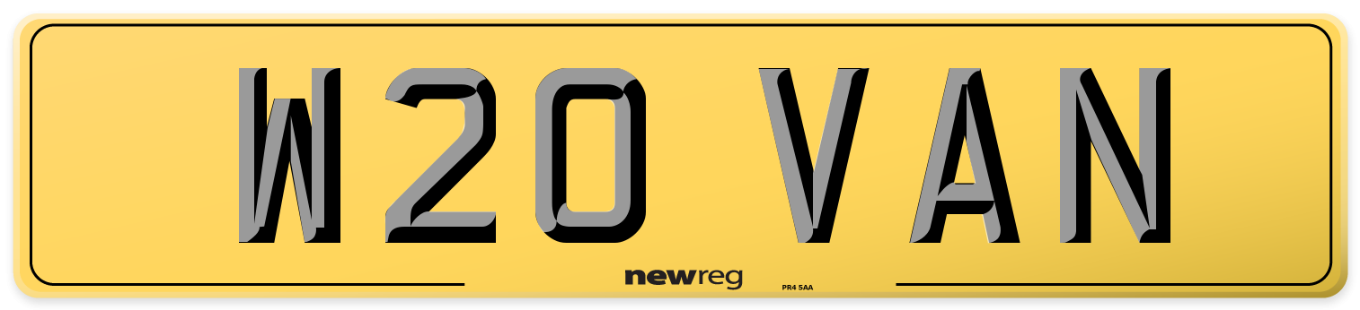 W20 VAN Rear Number Plate