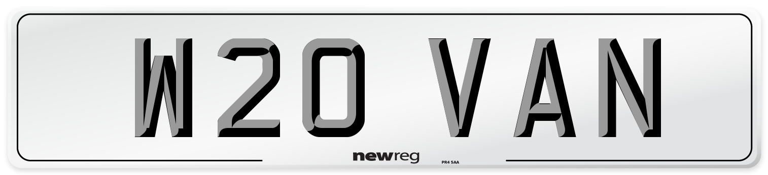 W20 VAN Front Number Plate