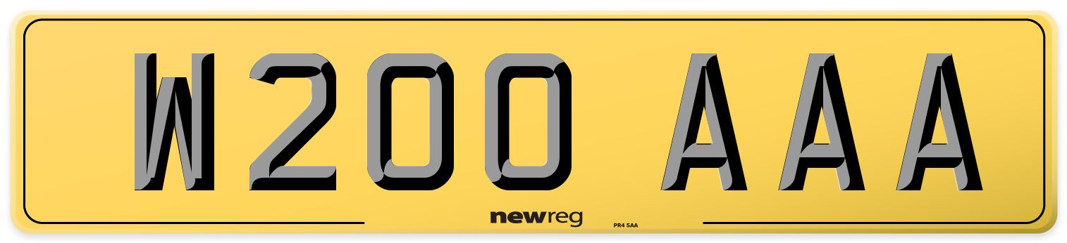 W200 AAA Rear Number Plate