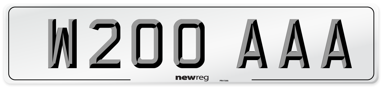 W200 AAA Front Number Plate