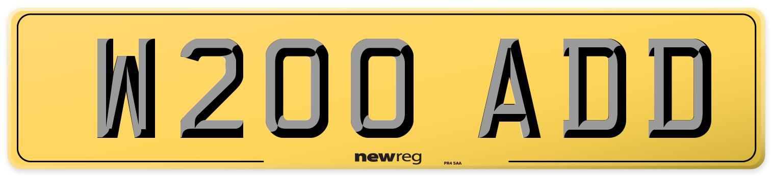 W200 ADD Rear Number Plate