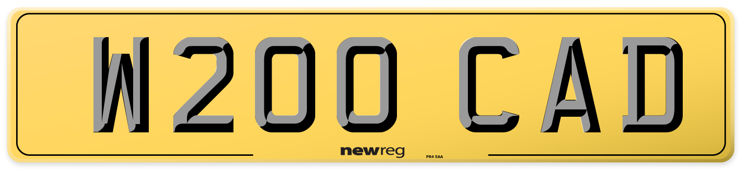 W200 CAD Rear Number Plate