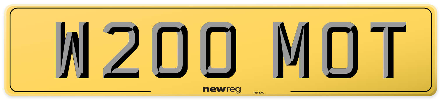 W200 MOT Rear Number Plate