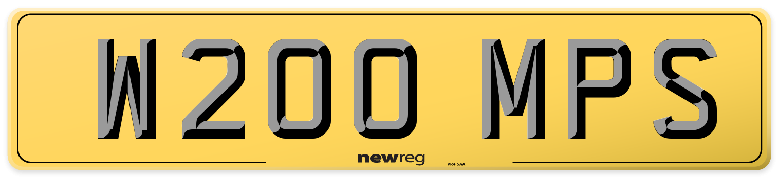 W200 MPS Rear Number Plate