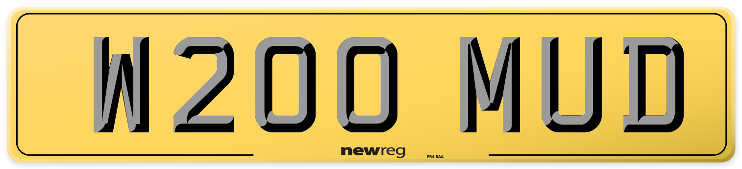 W200 MUD Rear Number Plate