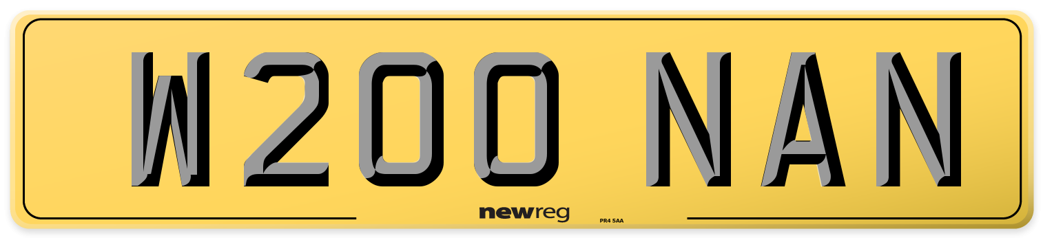 W200 NAN Rear Number Plate
