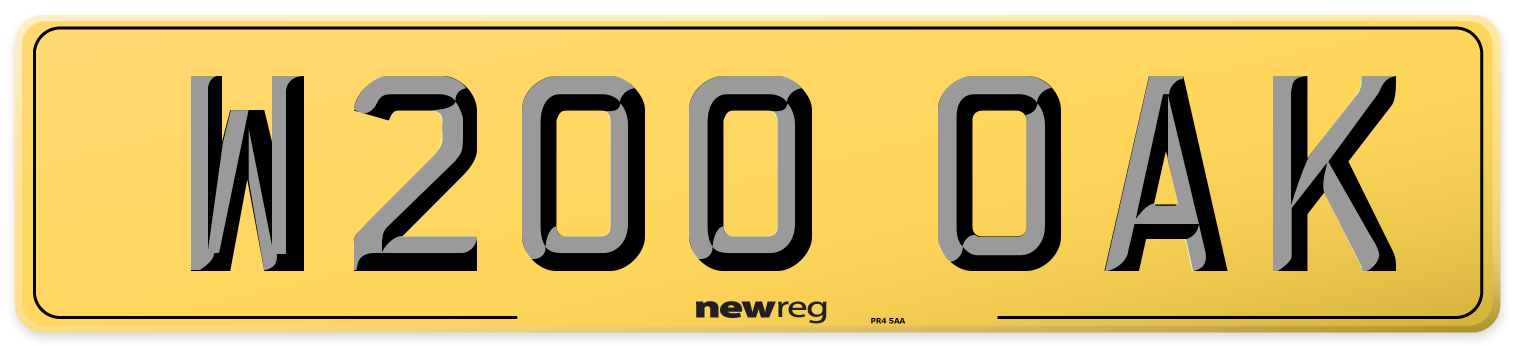 W200 OAK Rear Number Plate