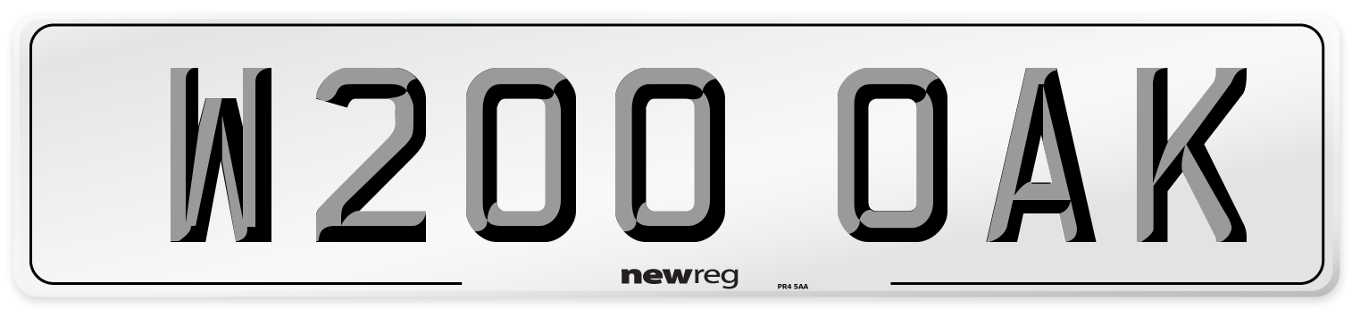 W200 OAK Front Number Plate