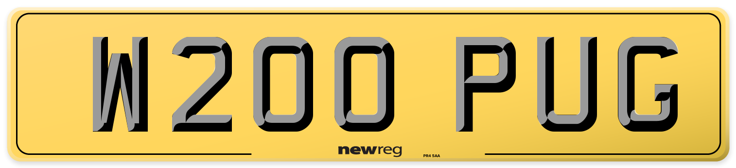 W200 PUG Rear Number Plate