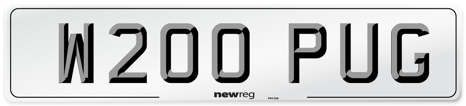 W200 PUG Front Number Plate