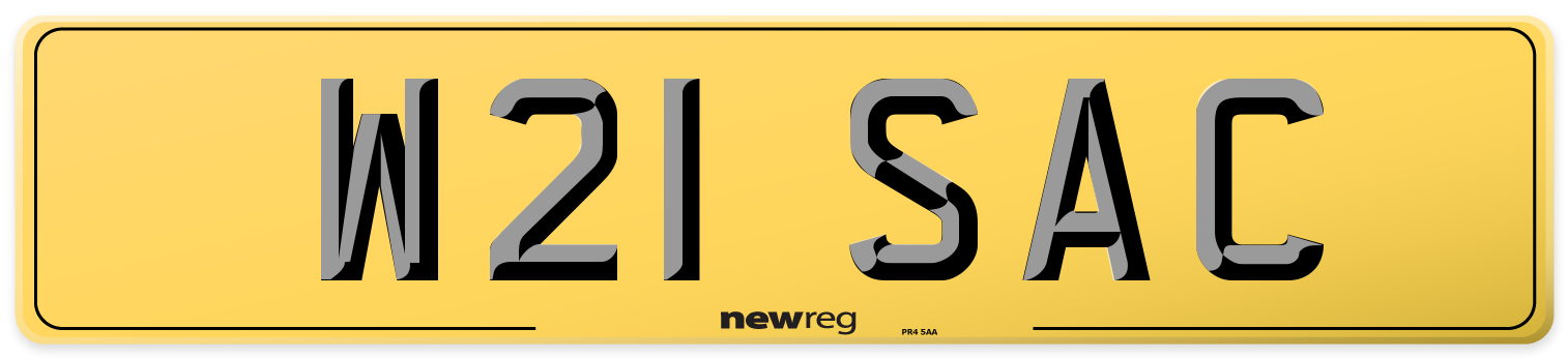 W21 SAC Rear Number Plate