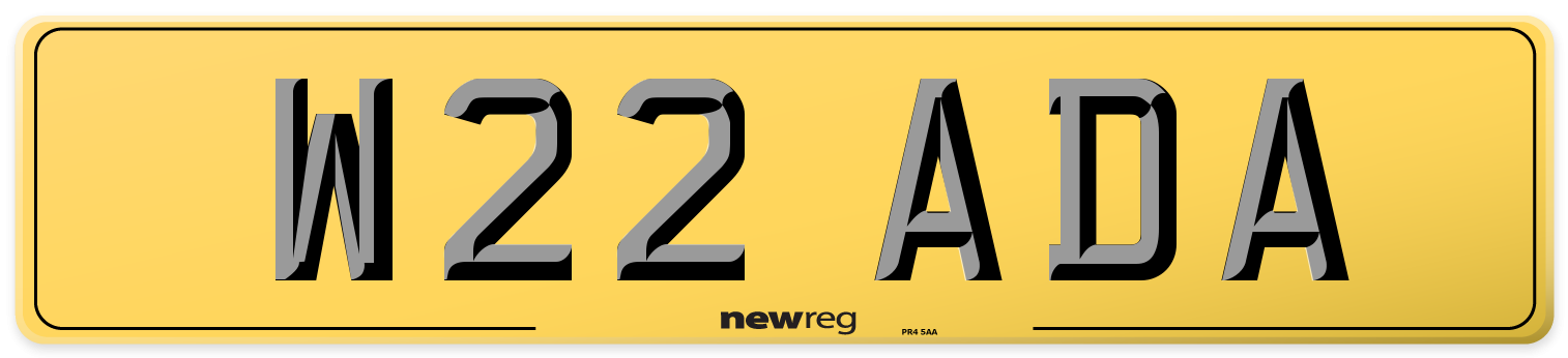 W22 ADA Rear Number Plate