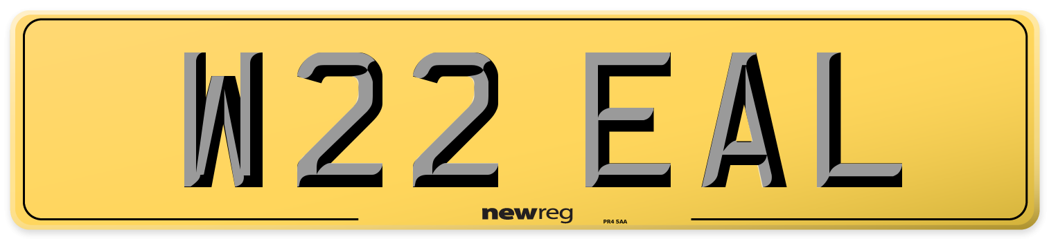 W22 EAL Rear Number Plate