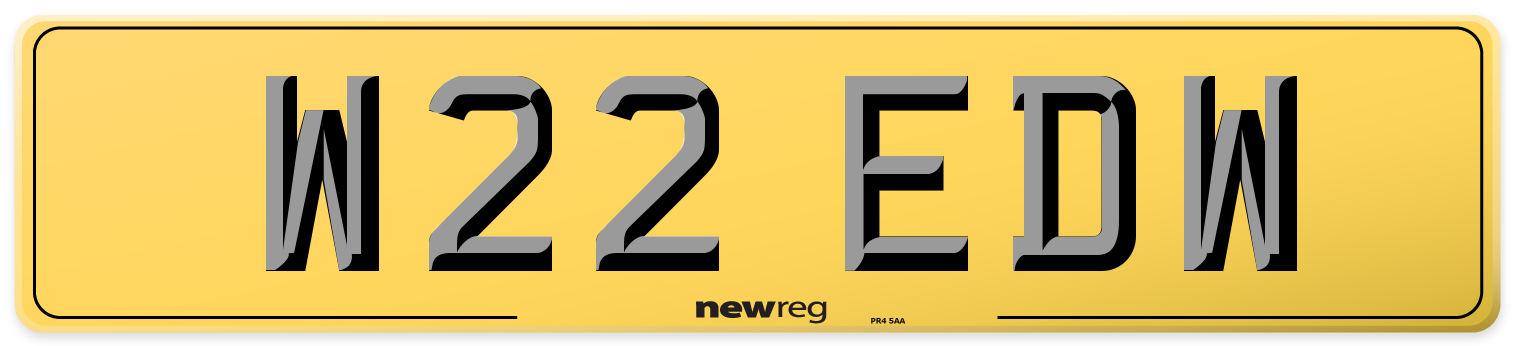 W22 EDW Rear Number Plate