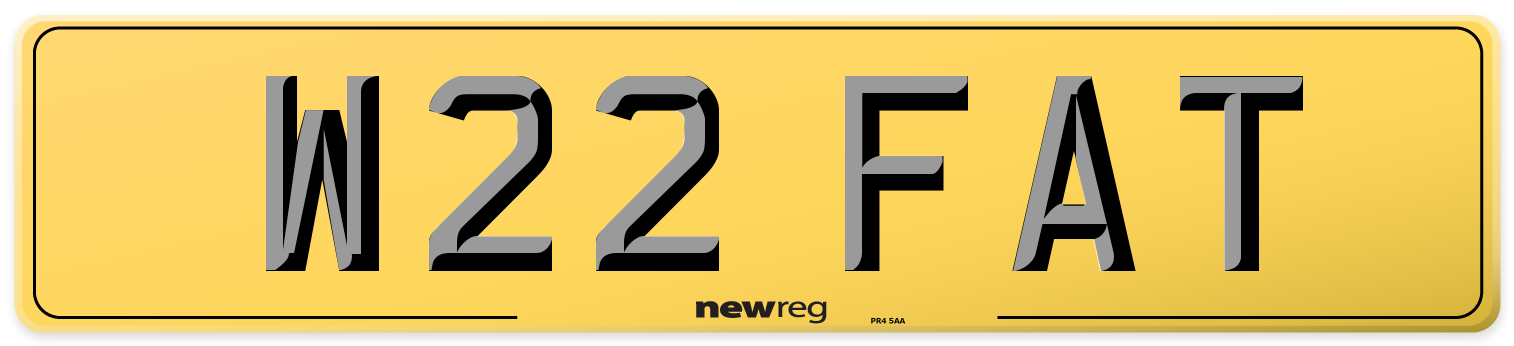 W22 FAT Rear Number Plate