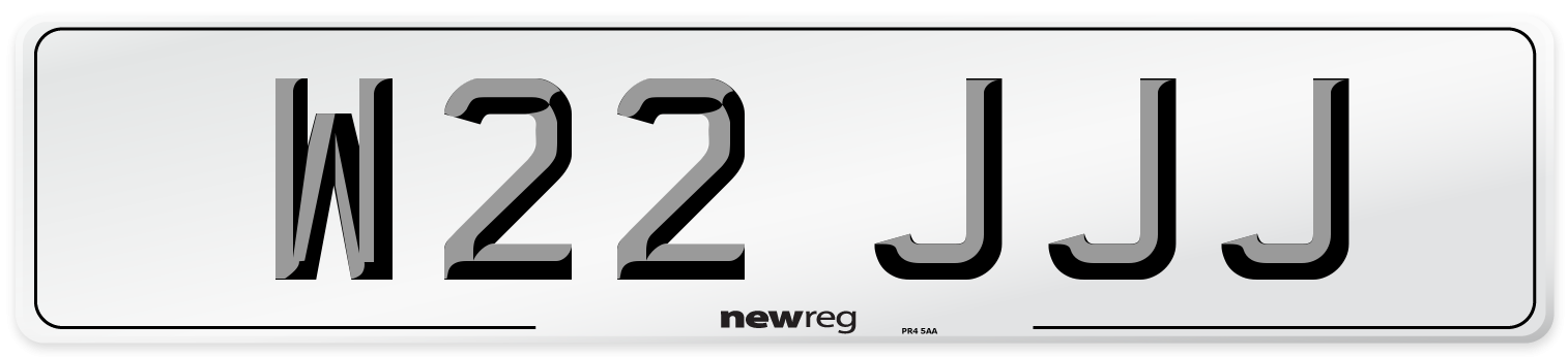 W22 JJJ Front Number Plate
