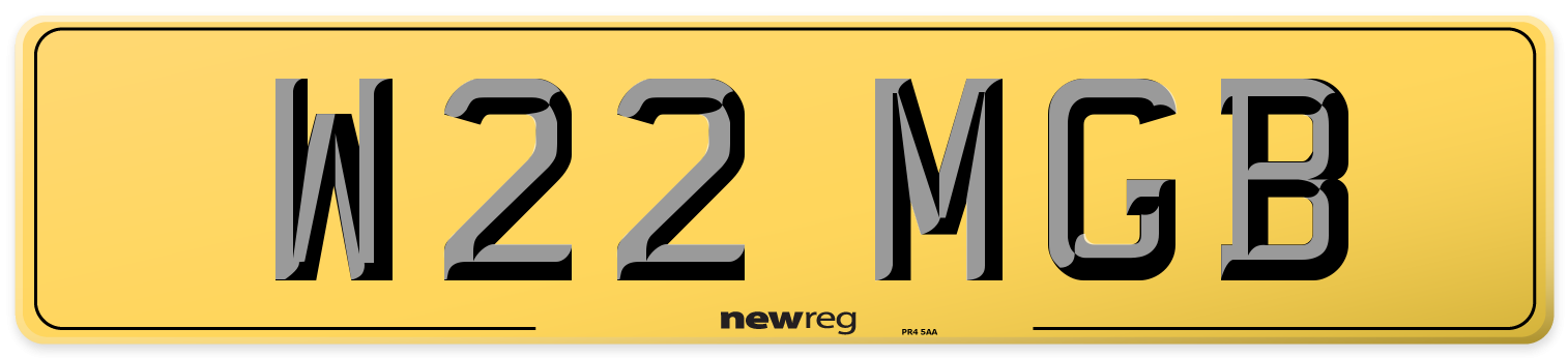 W22 MGB Rear Number Plate