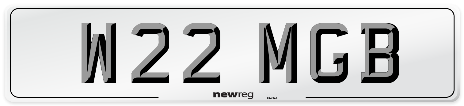 W22 MGB Front Number Plate