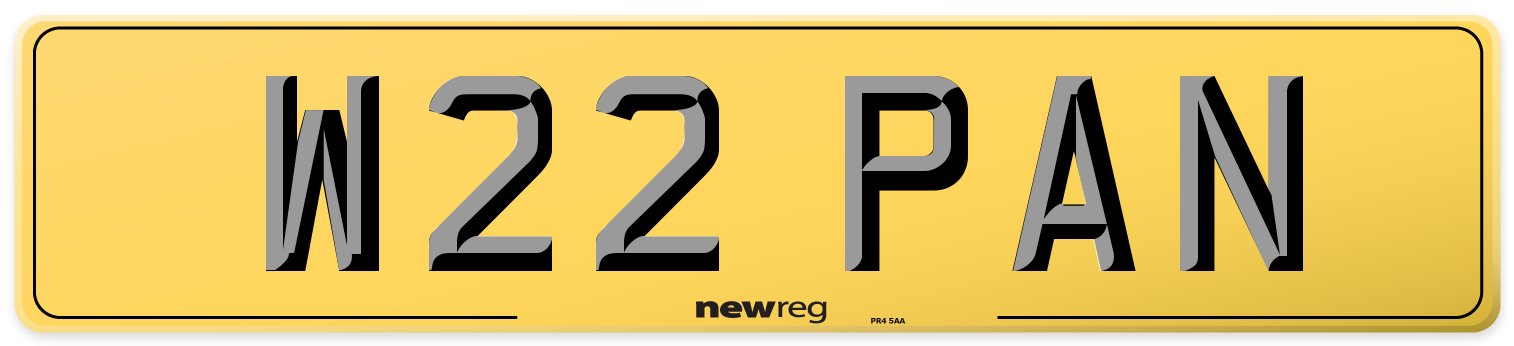 W22 PAN Rear Number Plate