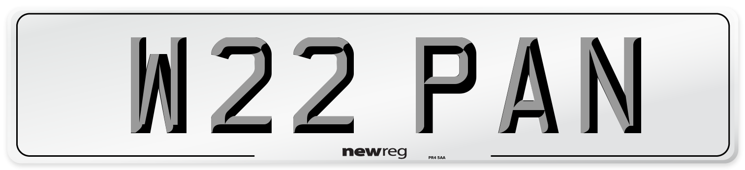 W22 PAN Front Number Plate