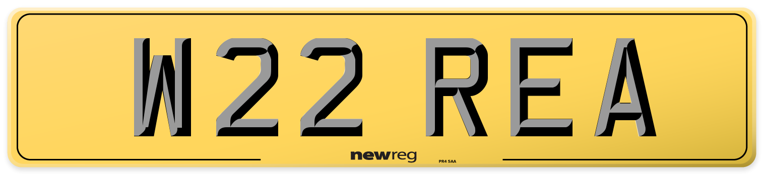 W22 REA Rear Number Plate