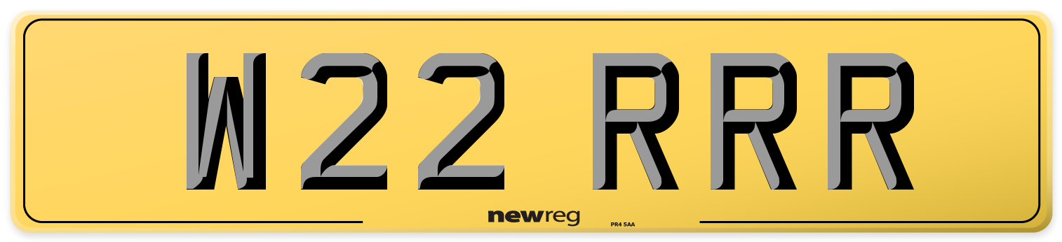 W22 RRR Rear Number Plate