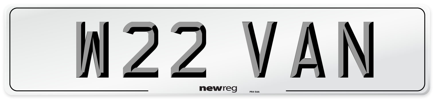 W22 VAN Front Number Plate