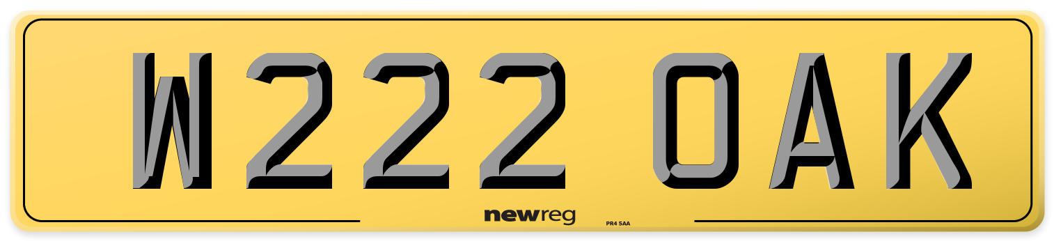 W222 OAK Rear Number Plate
