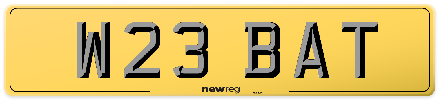 W23 BAT Rear Number Plate