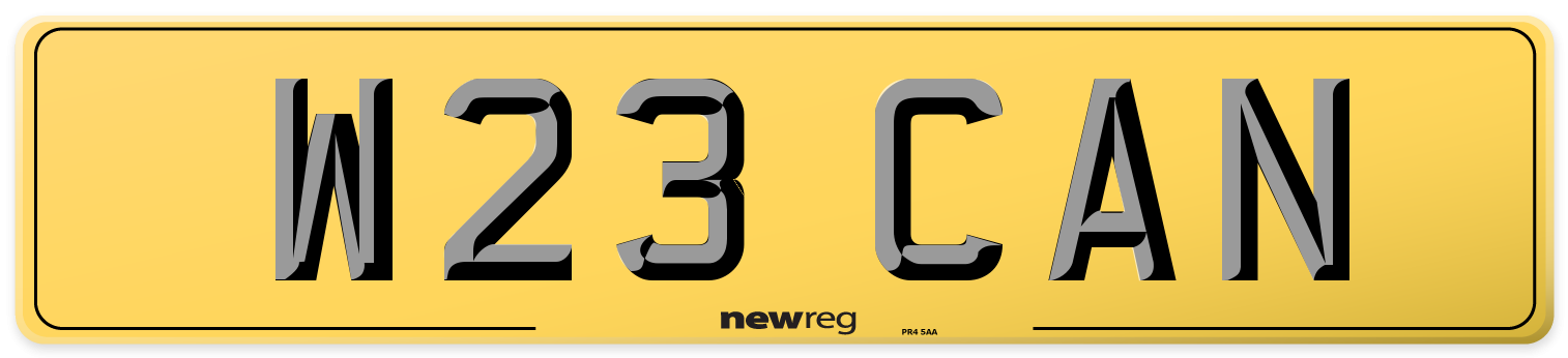 W23 CAN Rear Number Plate