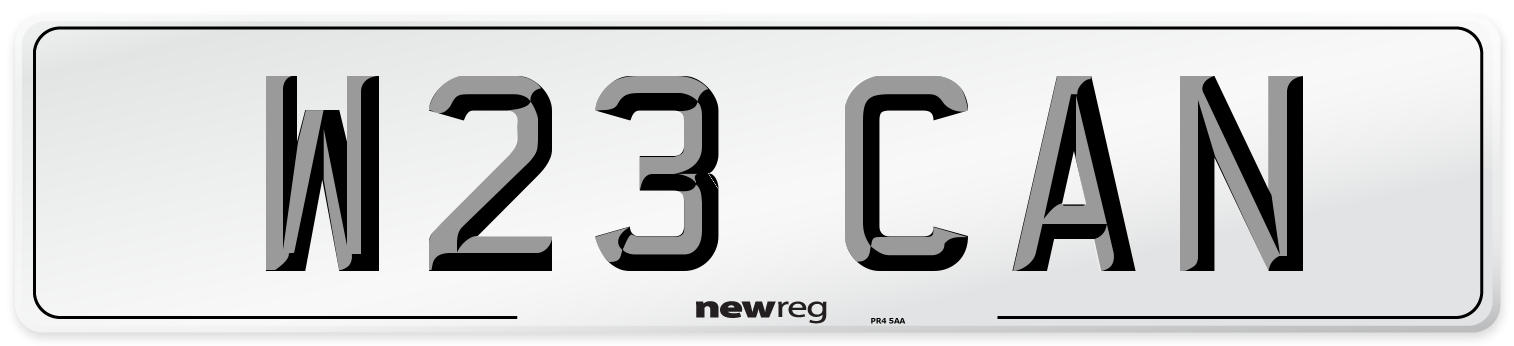 W23 CAN Front Number Plate