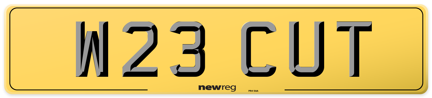 W23 CUT Rear Number Plate