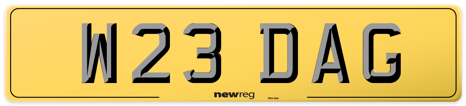 W23 DAG Rear Number Plate