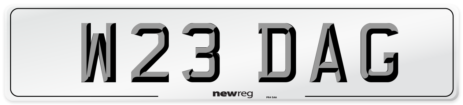 W23 DAG Front Number Plate