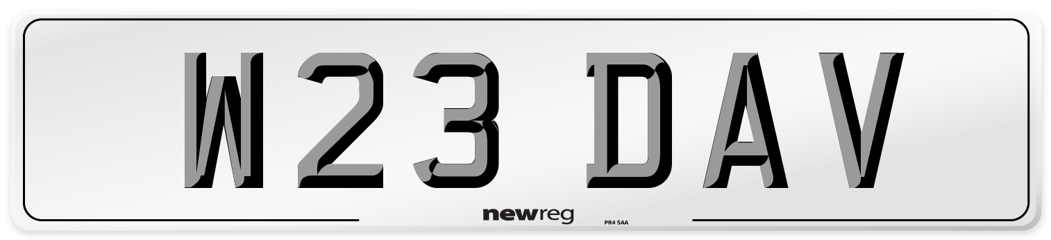 W23 DAV Front Number Plate