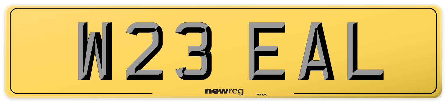 W23 EAL Rear Number Plate