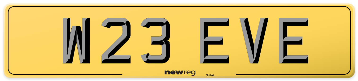 W23 EVE Rear Number Plate