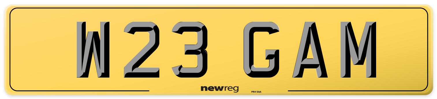 W23 GAM Rear Number Plate