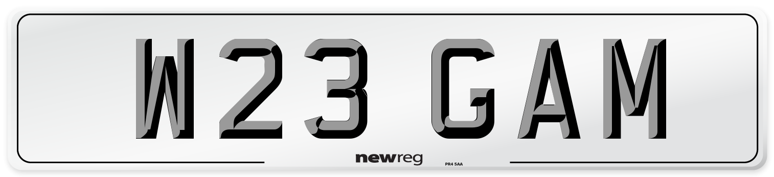 W23 GAM Front Number Plate