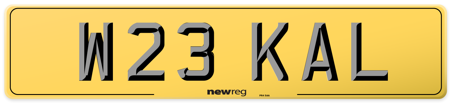 W23 KAL Rear Number Plate